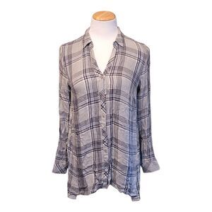 J. Jill Grey Plaid Button-Down Tunic Shirt. XS
